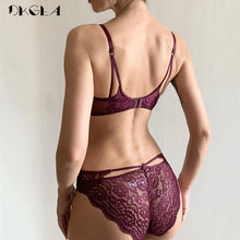 Load image into Gallery viewer, Super Gather Sexy Underwear Set Women Bras Deep V Purple Brassiere