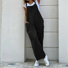 Load image into Gallery viewer, Suspender Solid Long Jumpsuit Casual High Waist Cotton Linen