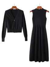 Load image into Gallery viewer, Sweater Dress Long-sleeved V-neck Tops Two-piece Suit