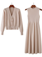 Load image into Gallery viewer, Sweater Dress Long-sleeved V-neck Tops Two-piece Suit