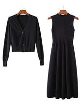 Load image into Gallery viewer, Sweater Dress Long-sleeved V-neck Tops Two-piece Suit