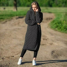 Load image into Gallery viewer, Sweater with Hood Female Knit Coat Lantern Sleeve Open Stitch - Sophornlilly
