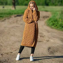 Load image into Gallery viewer, Sweater with Hood Female Knit Coat Lantern Sleeve Open Stitch - Sophornlilly