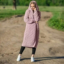 Load image into Gallery viewer, Sweater with Hood Female Knit Coat Lantern Sleeve Open Stitch - Sophornlilly