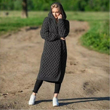 Load image into Gallery viewer, Sweater with Hood Female Knit Coat Lantern Sleeve Open Stitch - Sophornlilly
