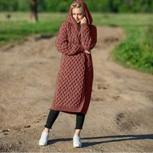 Load image into Gallery viewer, Sweater with Hood Female Knit Coat Lantern Sleeve Open Stitch - Sophornlilly