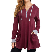 Load image into Gallery viewer, Sweatshirt Hoodies Women&#39;s Thin Tunic Hoodies Long Sleeve Zip Up