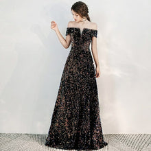 Load image into Gallery viewer, Sweet Memory Boat Neck Sequined Evening Dresses Elegant Women