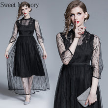 Load image into Gallery viewer, Sweet Memory Summer Black Long Evening Dresses  Women Illusion