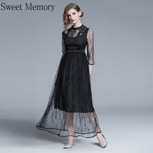 Load image into Gallery viewer, Sweet Memory Summer Black Long Evening Dresses  Women Illusion