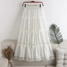 Load image into Gallery viewer, Sweet kawaii Chiffon Lace Stitching A line pleated skirt Women's High