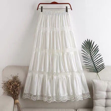 Load image into Gallery viewer, Sweet kawaii Chiffon Lace Stitching A line pleated skirt Women's High