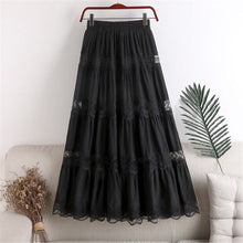 Load image into Gallery viewer, Sweet kawaii Chiffon Lace Stitching A line pleated skirt Women's High