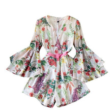 Load image into Gallery viewer, Sweet print French first love dress V neck double layer flared - Sophornlilly