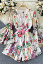 Load image into Gallery viewer, Sweet print French first love dress V neck double layer flared - Sophornlilly