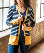 Load image into Gallery viewer, Navy Striped Snap Cardigan