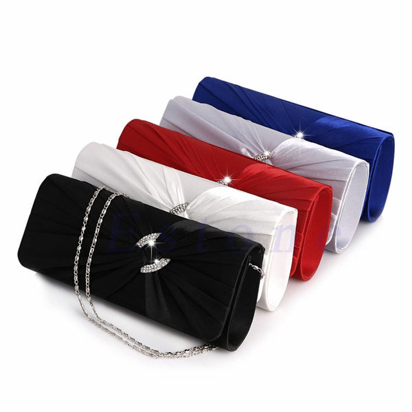 Women's Bridal Shoulder Clutch Bag Bling Rhinestone Chain