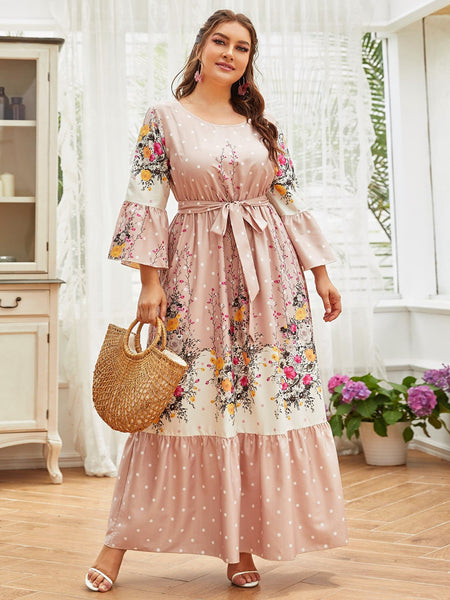 Elegant Spring Dress Floral Print Rose