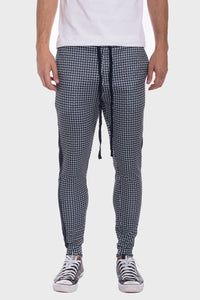 PATTERNED TRACK PANTS-NAVY