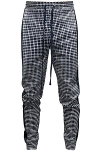 PATTERNED TRACK PANTS-NAVY