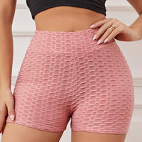 Textured Bow Tie Back High Waist Biker Women Shorts Hip Lifting Sports