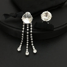 Load image into Gallery viewer, The new black bowknot Crystal cut quarz tassel asymmetric long