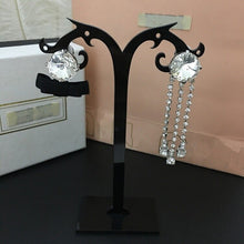 Load image into Gallery viewer, The new black bowknot Crystal cut quarz tassel asymmetric long