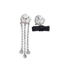 Load image into Gallery viewer, The new black bowknot Crystal cut quarz tassel asymmetric long
