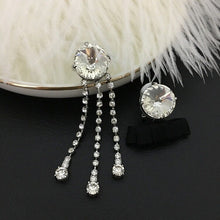 Load image into Gallery viewer, The new black bowknot Crystal cut quarz tassel asymmetric long
