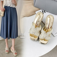 Load image into Gallery viewer, Thick Bottom Muffin Wedges Heel Pearl Sandals Women Summer Fashion - Sophornlilly