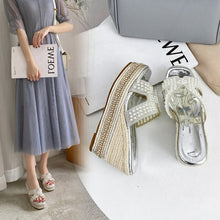 Load image into Gallery viewer, Thick Bottom Muffin Wedges Heel Pearl Sandals Women Summer Fashion - Sophornlilly