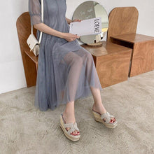 Load image into Gallery viewer, Thick Bottom Muffin Wedges Heel Pearl Sandals Women Summer Fashion - Sophornlilly