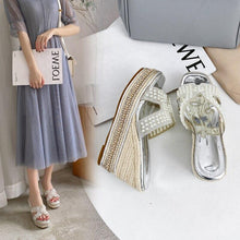 Load image into Gallery viewer, Thick Bottom Muffin Wedges Heel Pearl Sandals Women Summer Fashion - Sophornlilly