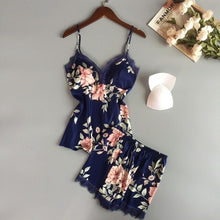 Load image into Gallery viewer, Thin Ice Sexy Lace Pajamas Women Flower Pattern Bra Suspender Camis +