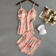 Load image into Gallery viewer, Thin Ice Sexy Lace Pajamas Women Flower Pattern Bra Suspender Camis +