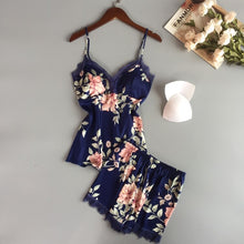Load image into Gallery viewer, Thin Ice Sexy Lace Pajamas Women Flower Pattern Bra Suspender Camis +