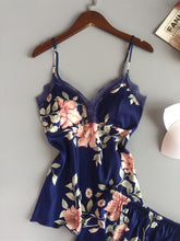 Load image into Gallery viewer, Thin Ice Sexy Lace Pajamas Women Flower Pattern Bra Suspender Camis +