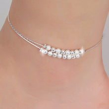 Load image into Gallery viewer, Thin stamped silver plated balls Chains Anklet