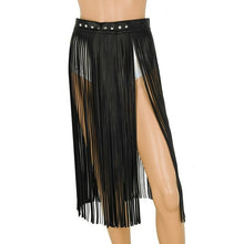 Load image into Gallery viewer, Faux Leather Hippy Boho Fringe Tassel Skirt