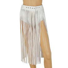 Load image into Gallery viewer, Faux Leather Hippy Boho Fringe Tassel Skirt