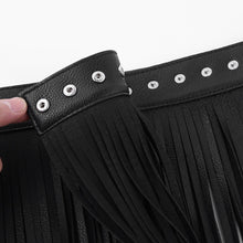 Load image into Gallery viewer, Faux Leather Hippy Boho Fringe Tassel Skirt