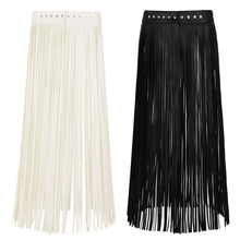 Load image into Gallery viewer, Faux Leather Hippy Boho Fringe Tassel Skirt