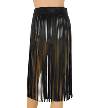 Load image into Gallery viewer, Faux Leather Hippy Boho Fringe Tassel Skirt