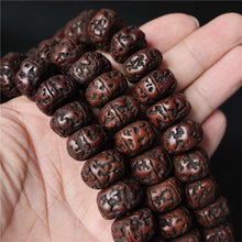 Load image into Gallery viewer, Tibetan Buddhist Mala 108 Big Oiled Rudraksha Bodhi Beads Mala 16 18mm