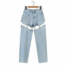 Load image into Gallery viewer, Tide High street Jeans Splice Wide Leg Trousers Hip hop cotton