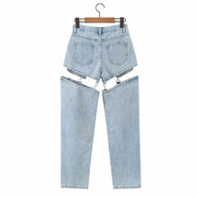 Load image into Gallery viewer, Tide High street Jeans Splice Wide Leg Trousers Hip hop cotton