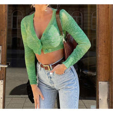 Load image into Gallery viewer, Tie Dye Long Sleeve Cardigan Fashion Sexy Casual Knitted V Neck