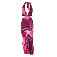 Load image into Gallery viewer, Tie Dye Sleeveless Maxi Dress Summer Women Sexy V Neck Halter Hollow - Sophornlilly