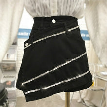 Load image into Gallery viewer, Diamonds Irregular Shorts Women Fashion Zipper Fly Button