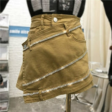 Load image into Gallery viewer, Diamonds Irregular Shorts Women Fashion Zipper Fly Button